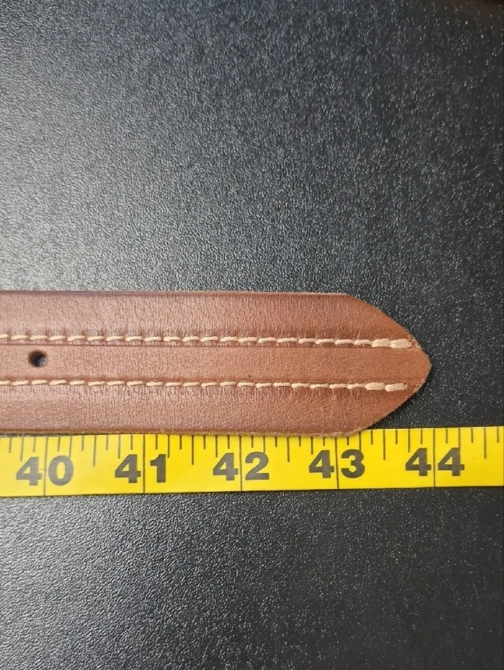 Fossil Men's Brown Leather Belt w/ Double-Row Contrast Stitching - Size 38